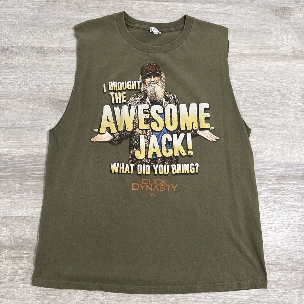 Duck Dynasty Shirt Men’s Large Si Robertson Awesome Jack Sleeveless Green